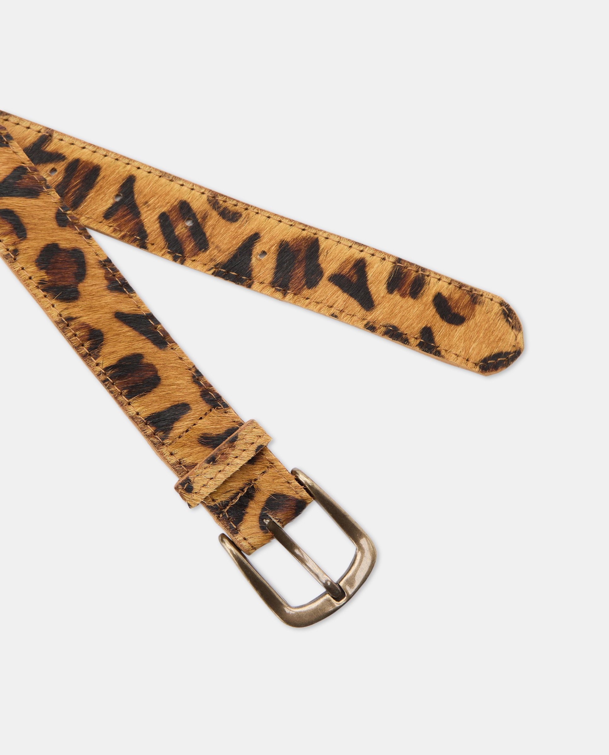 Cinto de pele com estampado de animal Castanho-2
