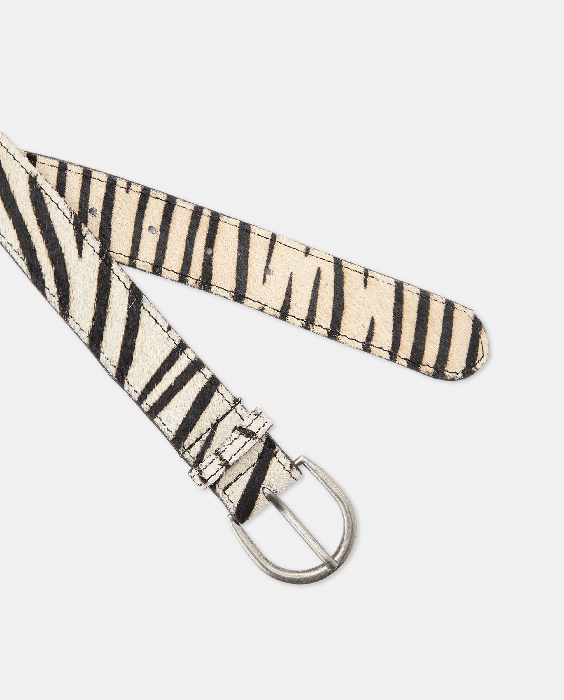 Cinto em Pele com Animal Print de Zebra Branco-2
