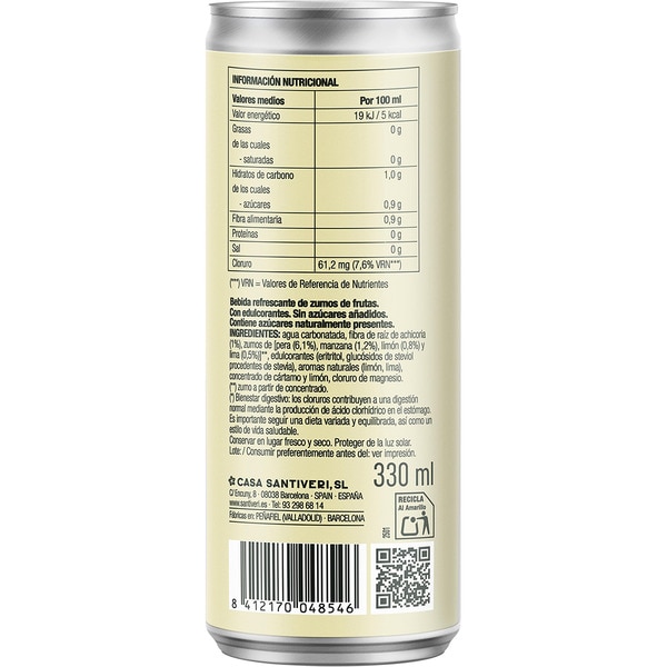 Erfrischungsgetränk Zitrone mit Sprudel für das Verdauungswohl, mit wenig Zucker Dose 33 cl zuckerarm