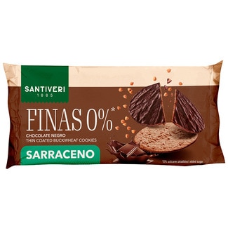 galletas finas 0% de trigo sarraceno con chocolate negro 0% azúcares añadidos envase 90 g - Santiveri