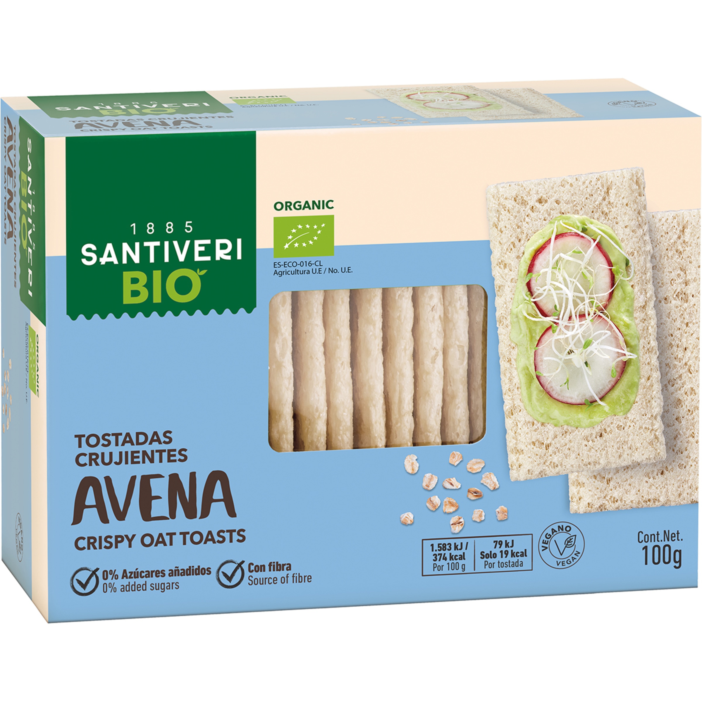 Organic Bio tostadas crujientes de avena ecológicas envase 100 g