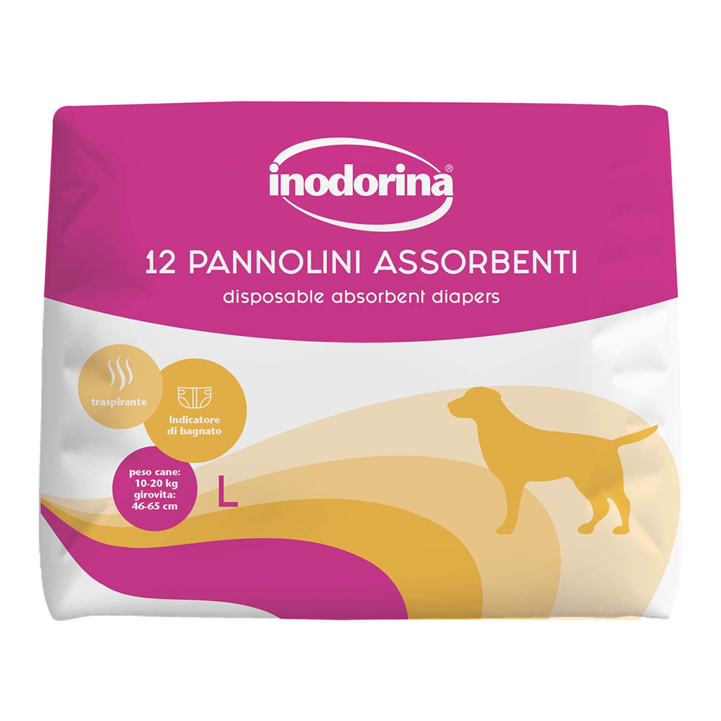 Imagen 0 de Pañal absorbente para perros y gatos Inodorina 12 piezas