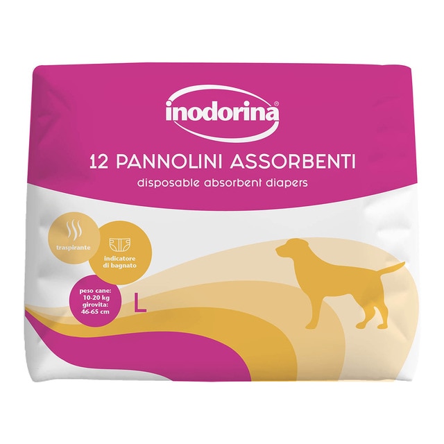 Imagen 0 de Pañal absorbente para perros y gatos Inodorina 12 piezas