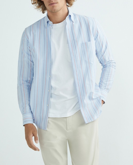 Imagen 0 de Camisa casual de hombre manga larga rayas oxford