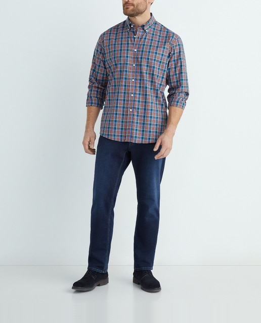 Imagen 0 de Camisa casual de hombre manga larga cuadros tallas grandes