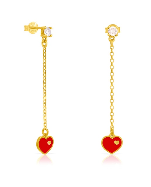 Imagen 0 de Pendiente de Plata de Ley 925 colgante con corazón esmaltado