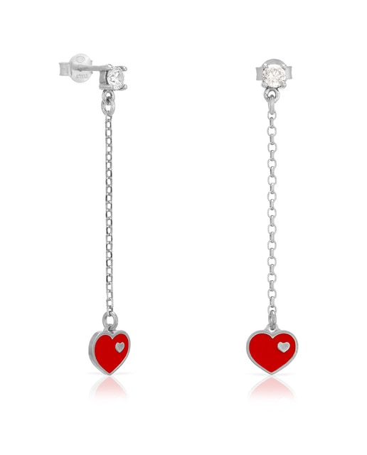 Imagen 0 de Pendiente de Plata de Ley 925 colgante con corazón esmaltado