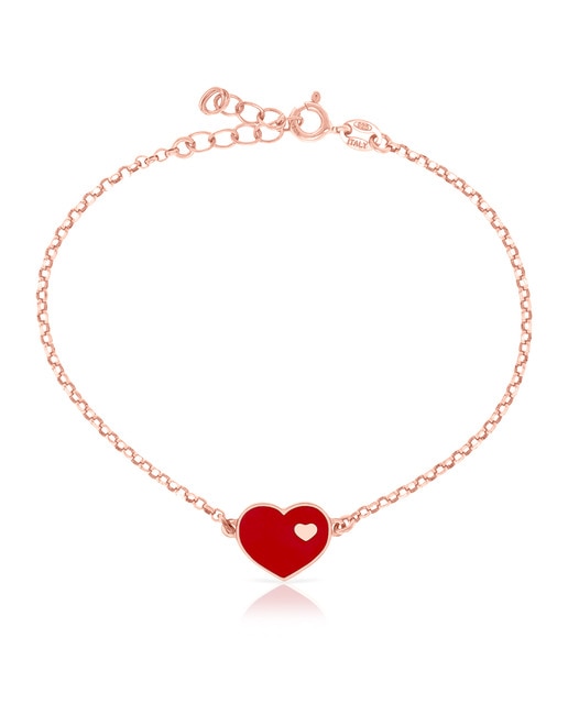 Imagen 0 de Pulsera de Plata de Ley 925 con corazón esmaltado