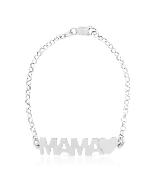 Imagen 0 de Pulsera de Plata de Ley 925 con inserción de colgante MAMA+CORAZON CIRCONITAS