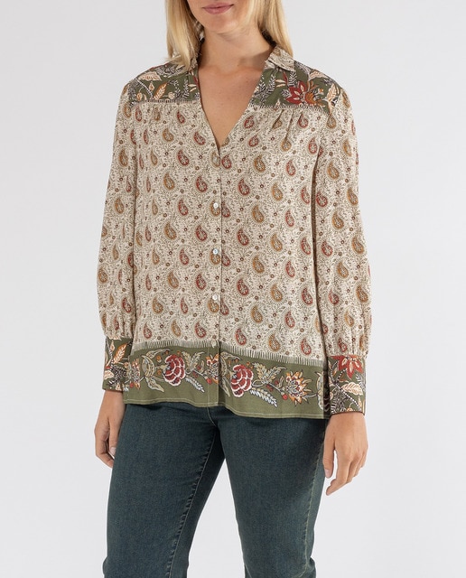 Imagen 0 de Blusa cenefa y entredos