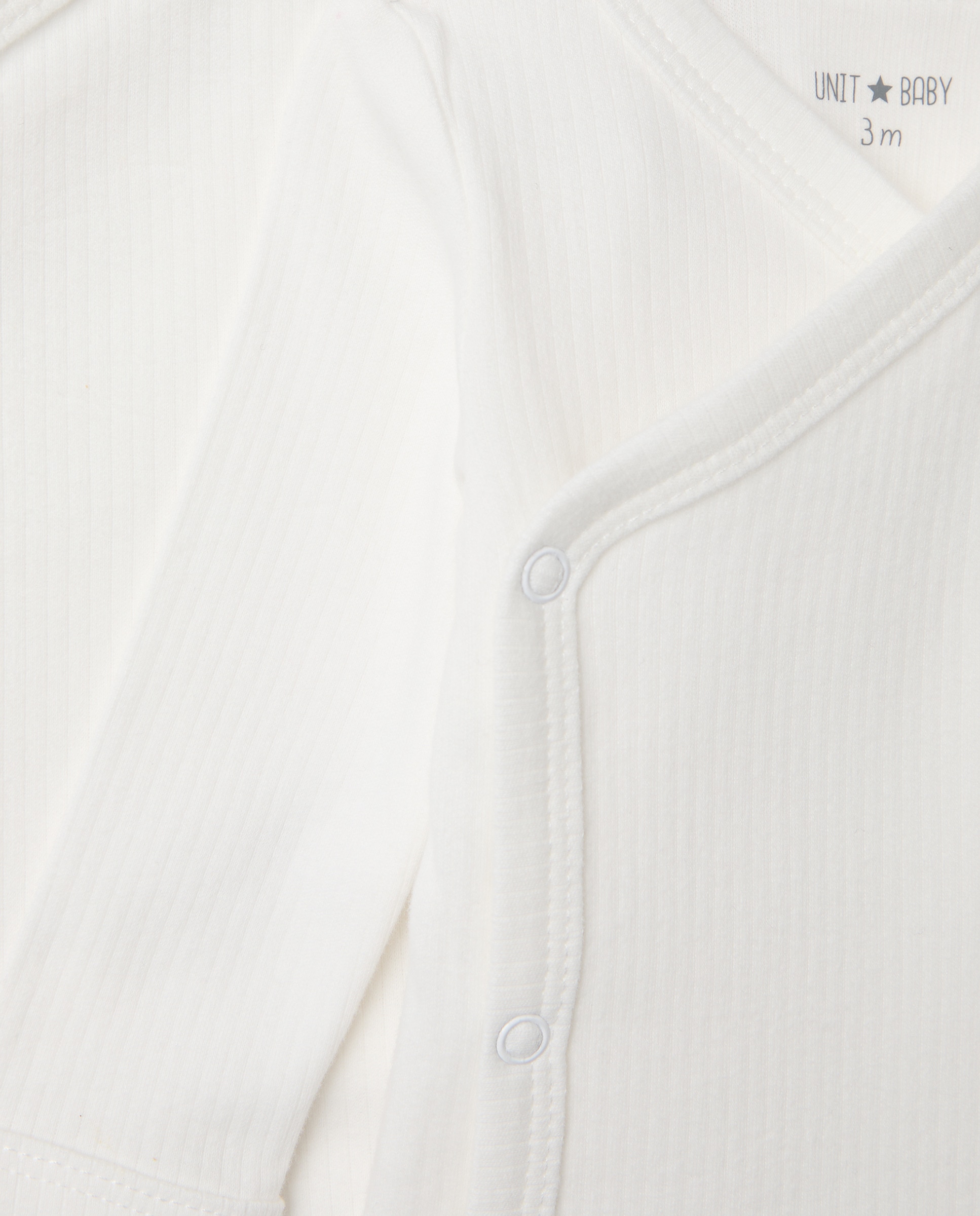 Pack de 2 bodies de bebé de manga larga cruzado canalé 120 Crudo-3