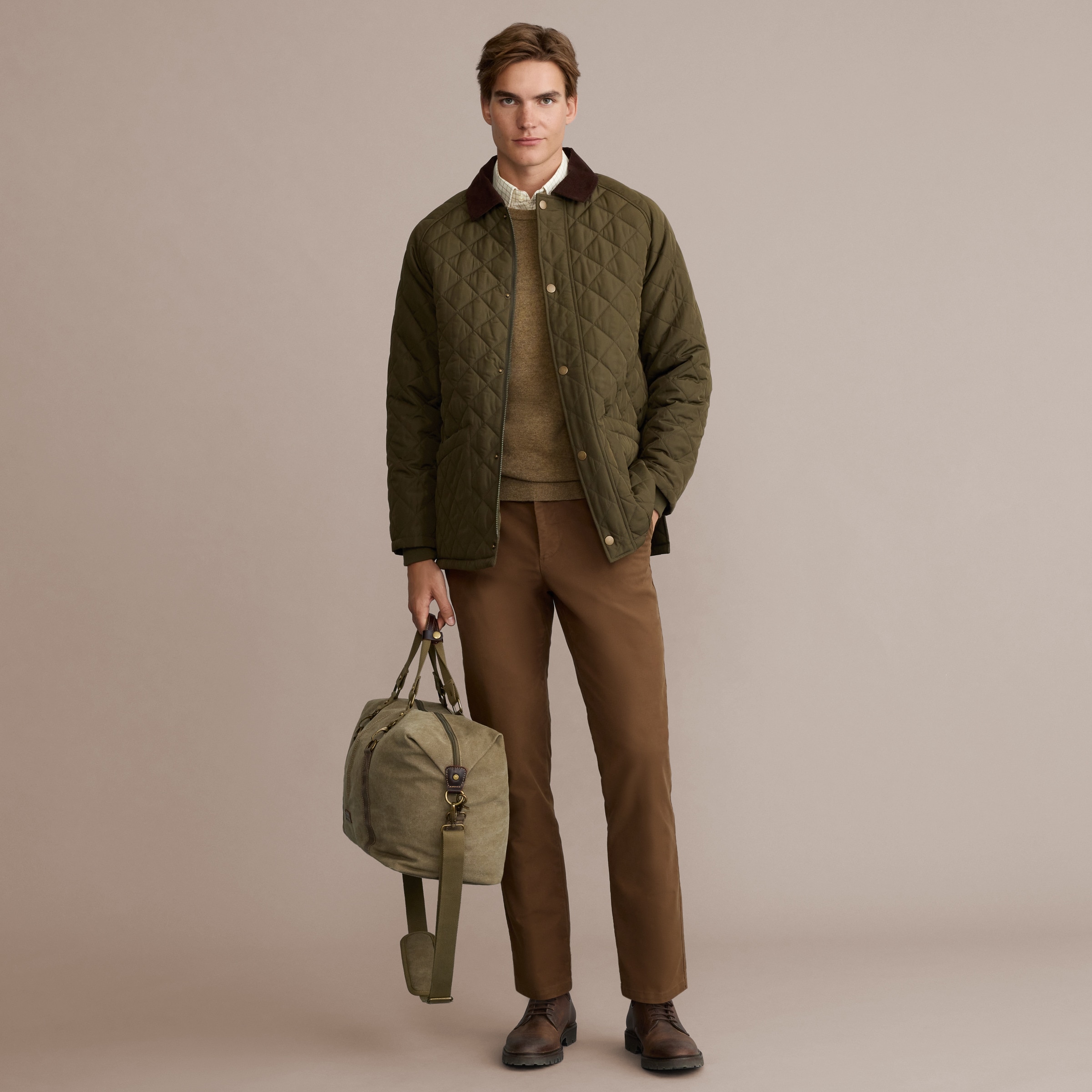 Calças Desportivas de Homem Caqui-2