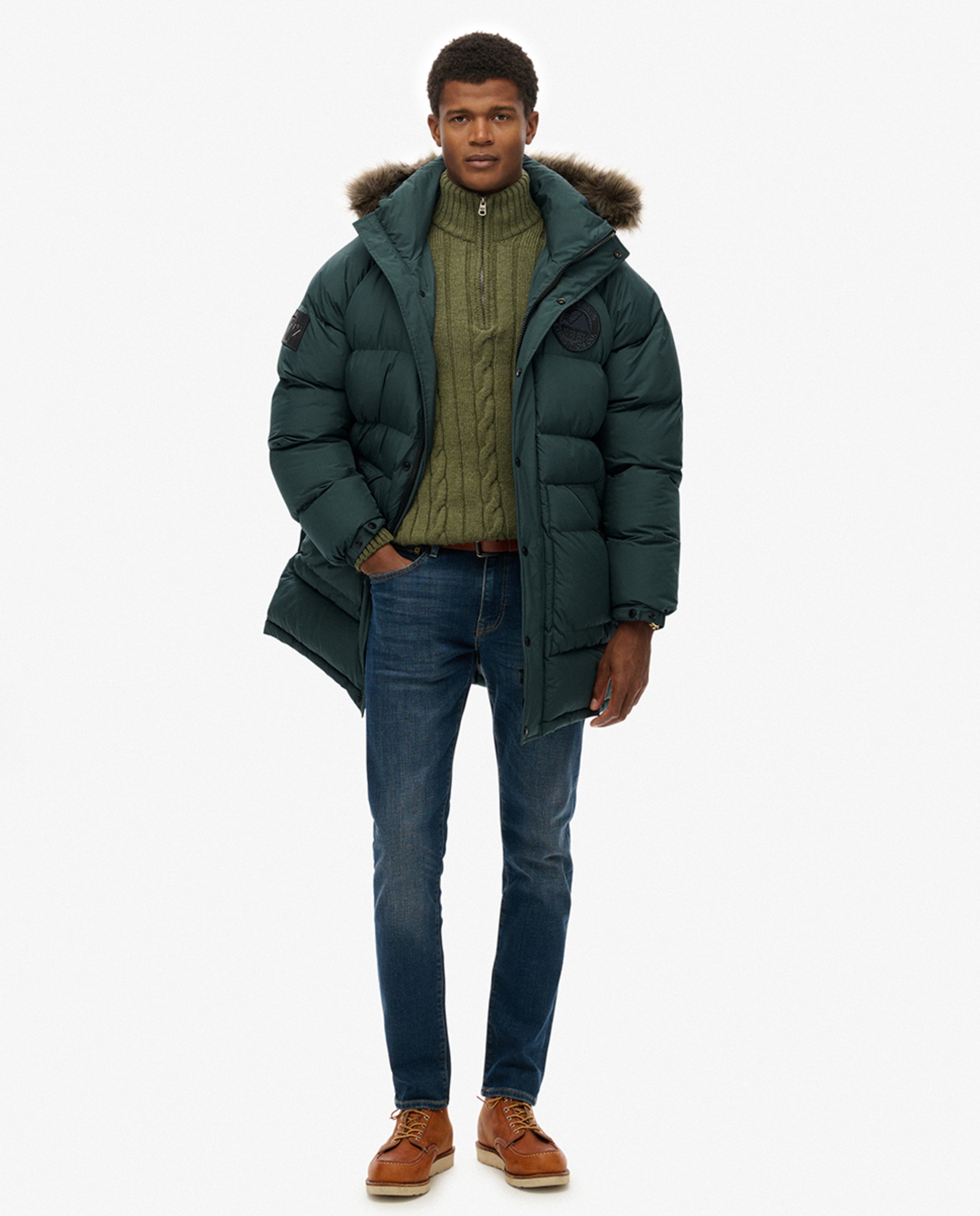 Parka Comprida Acolchoada Verde-escuro-7