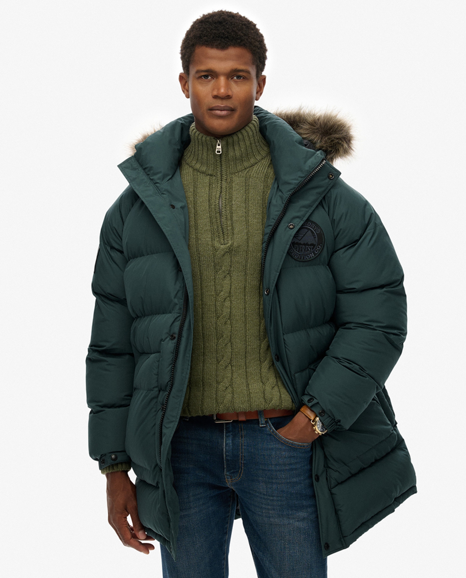 Parka Comprida Acolchoada Verde-escuro-2