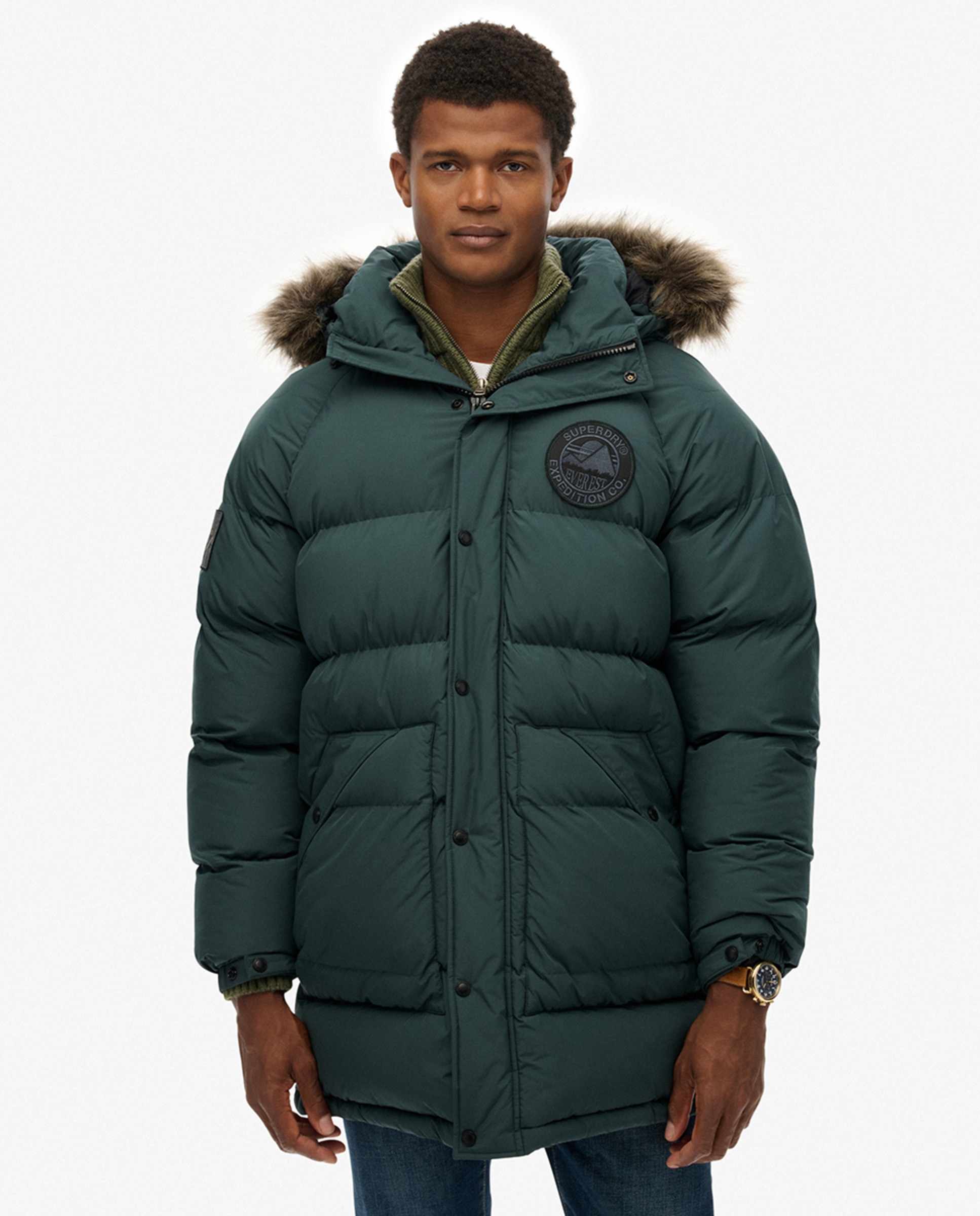 Parka Comprida Acolchoada Verde-escuro-1