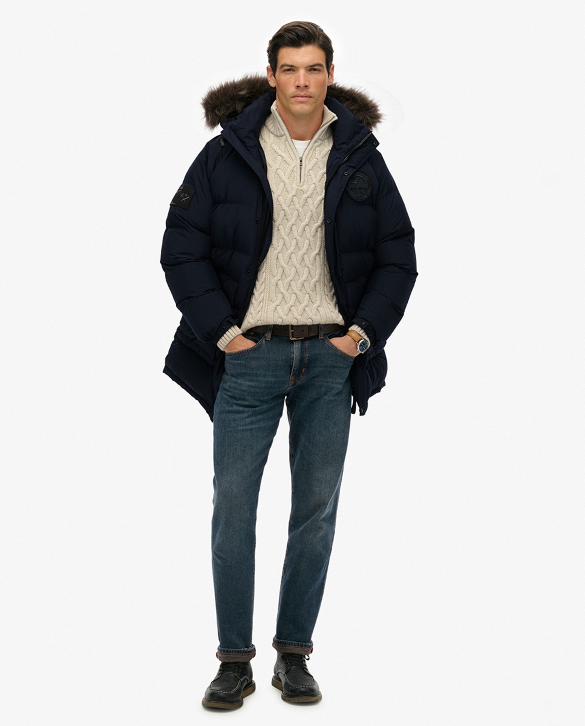 Parka Comprida Acolchoada Azul-marinho-7