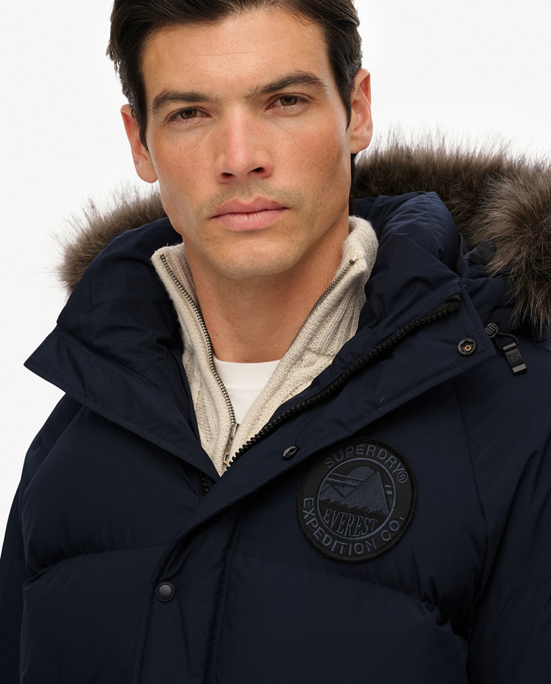 Parka Comprida Acolchoada Azul-marinho-3