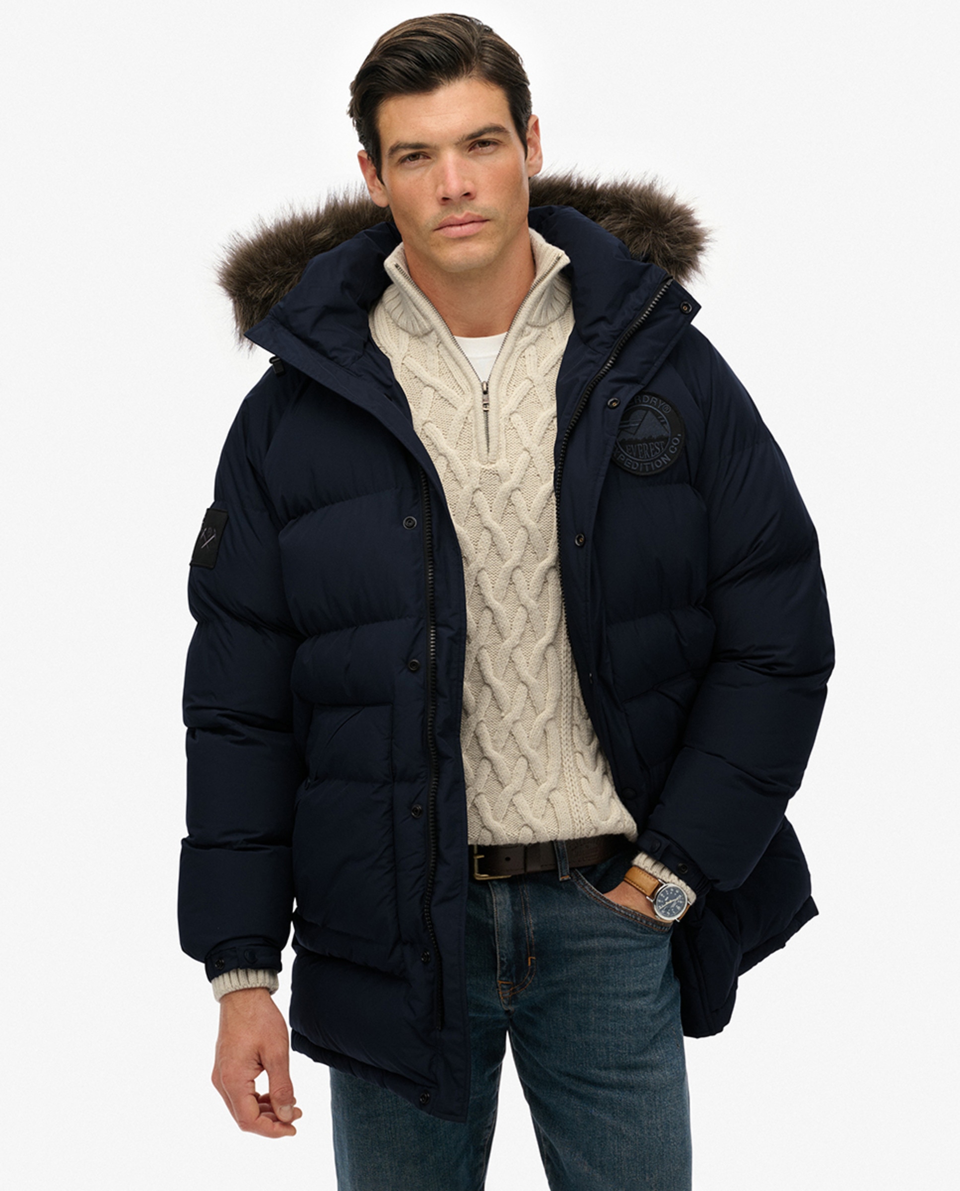 Parka Comprida Acolchoada Azul-marinho-2