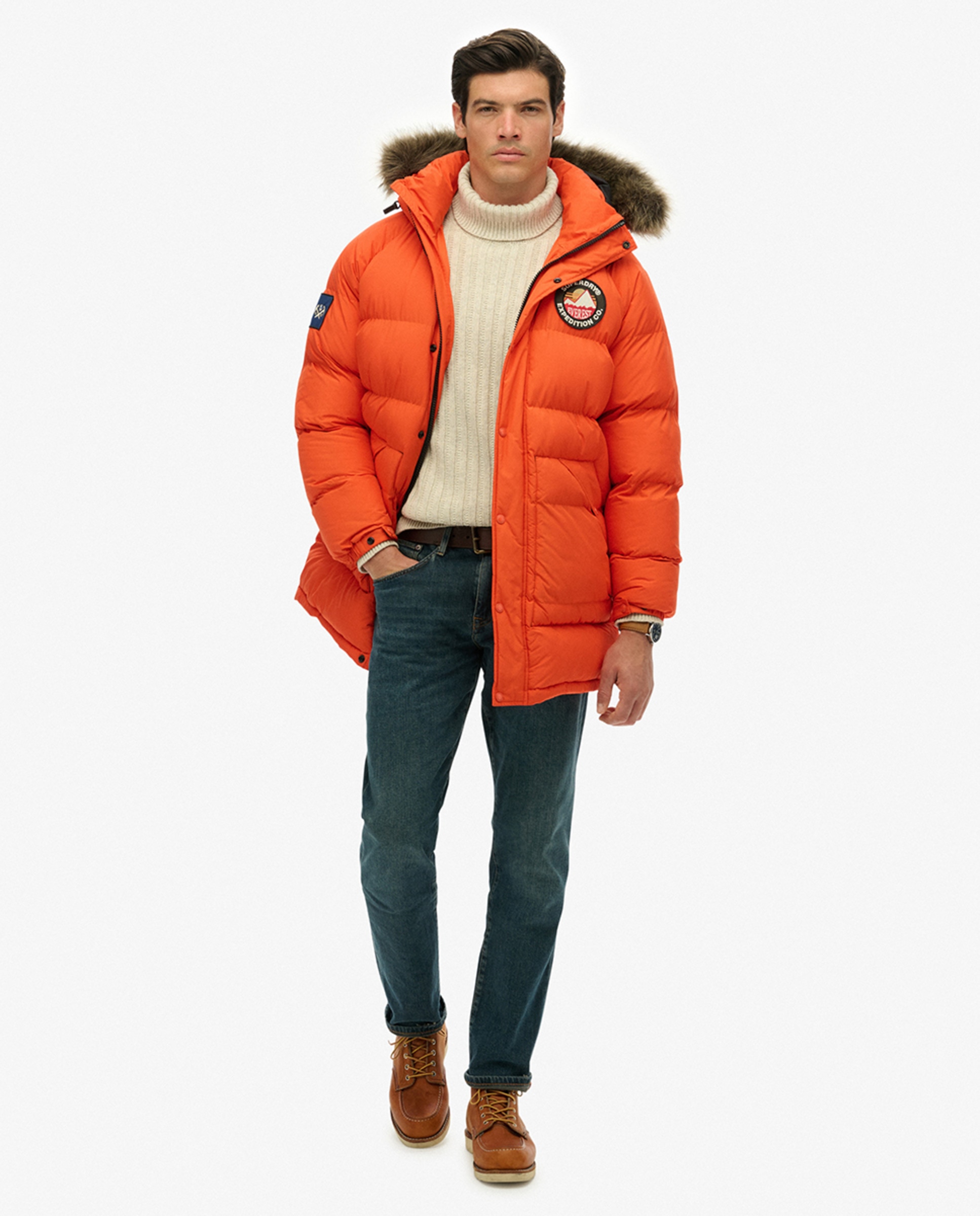 Parka Comprida Acolchoada Laranja-6