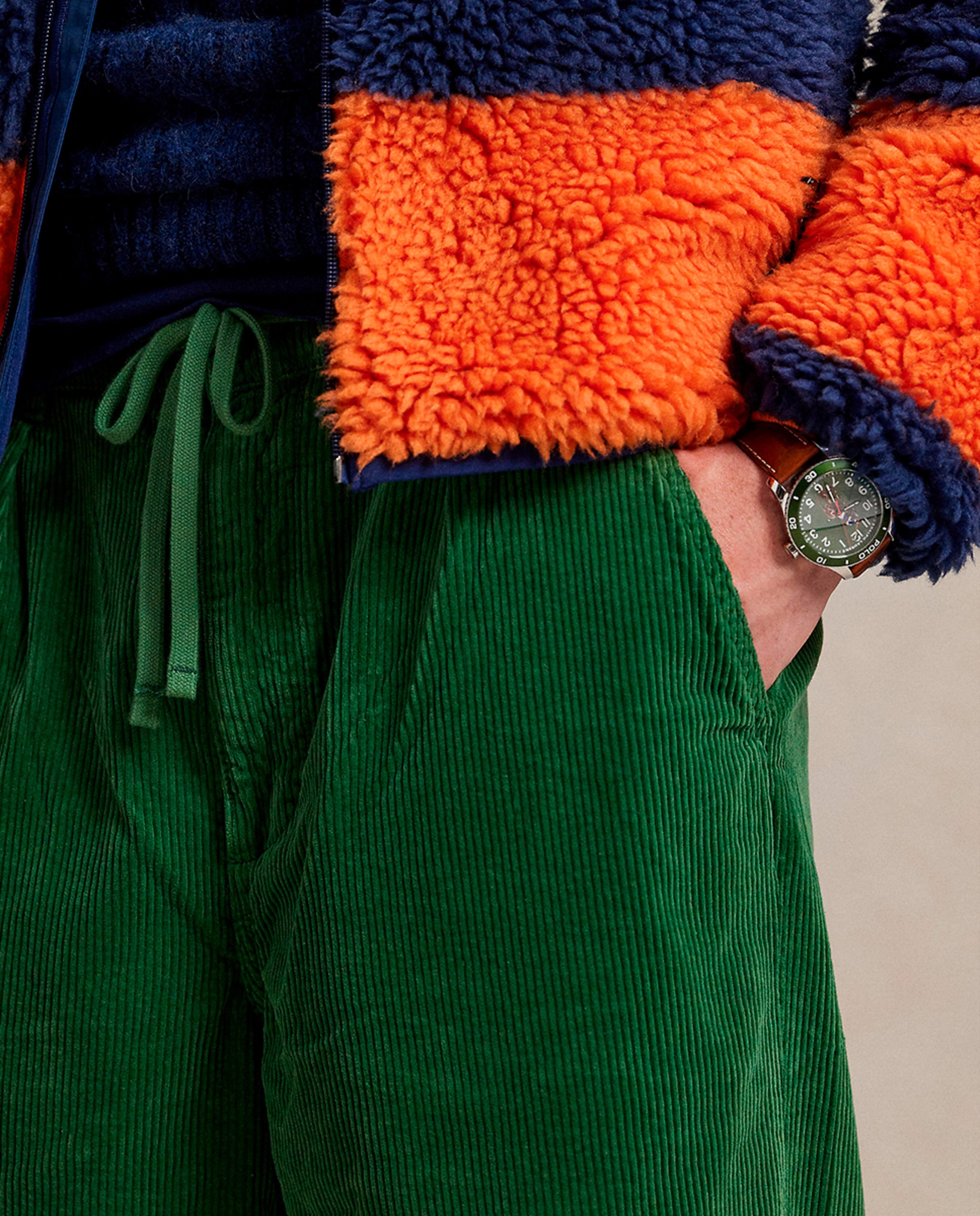 Calças de Sarja de Algodão Classic Fit Verde Amazonas-5