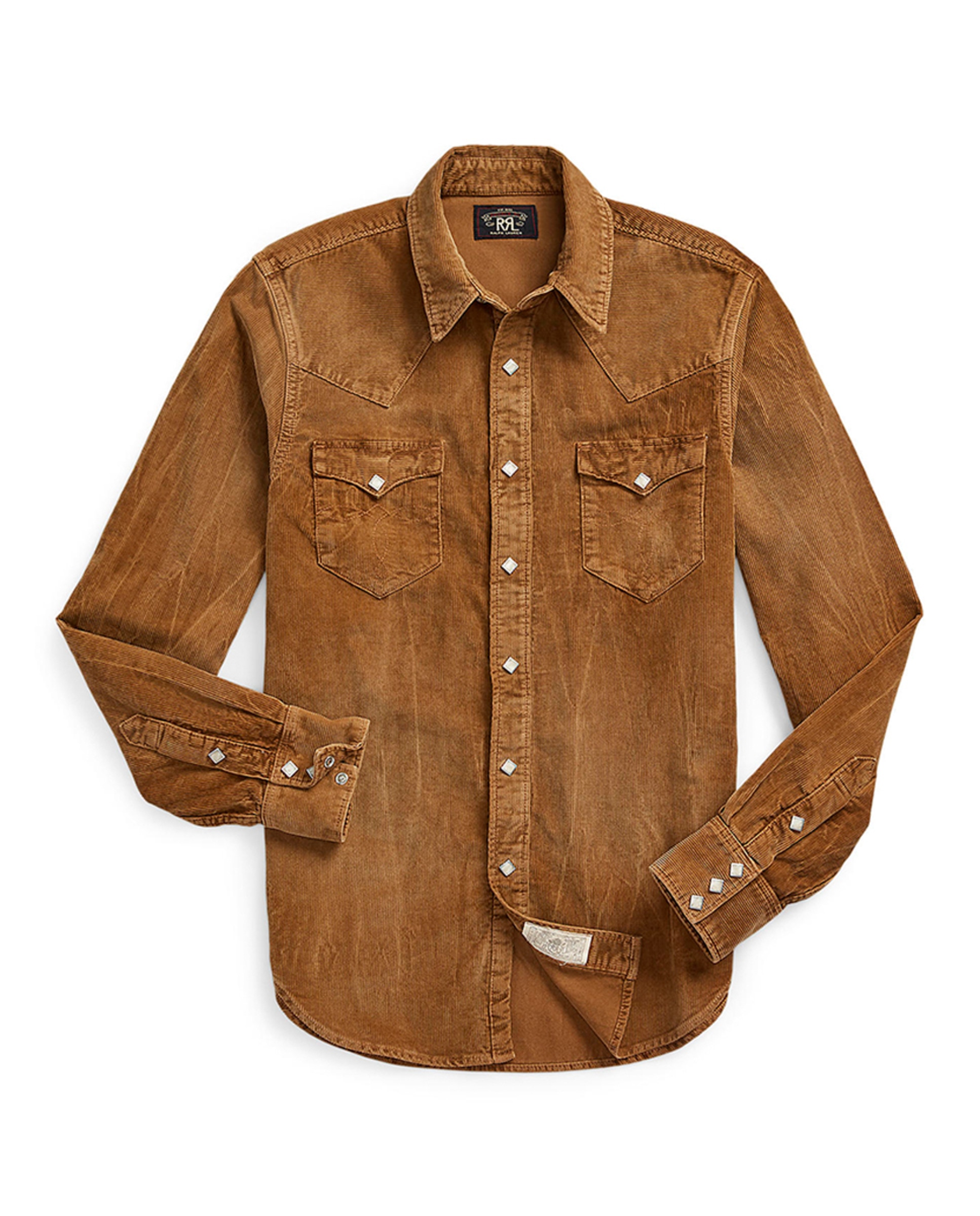 Camisa de Bombazina Slim Fit Double RL Castanho-1