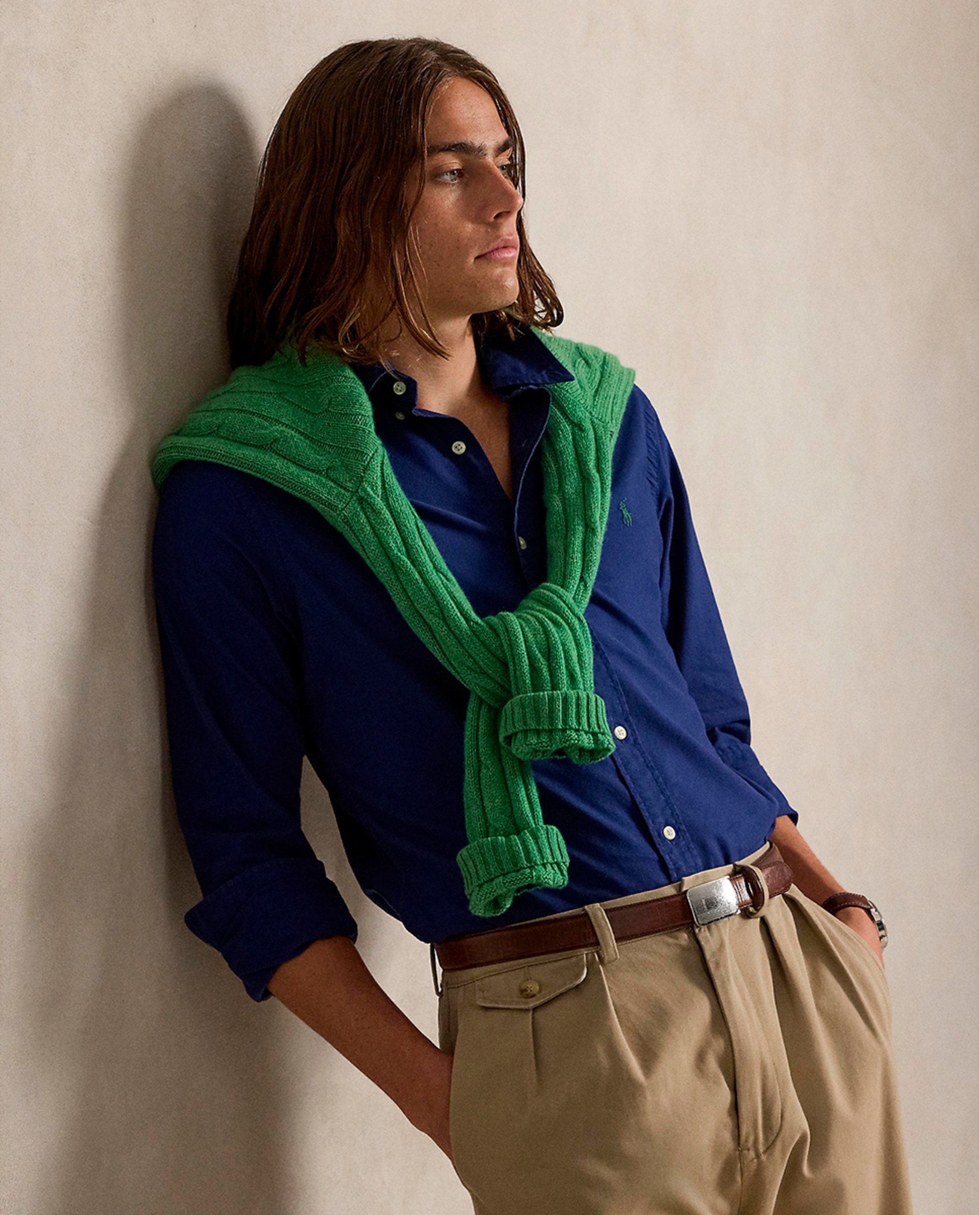 Camisa Oxford de Algodão Custom Fit Azul ultramar-4