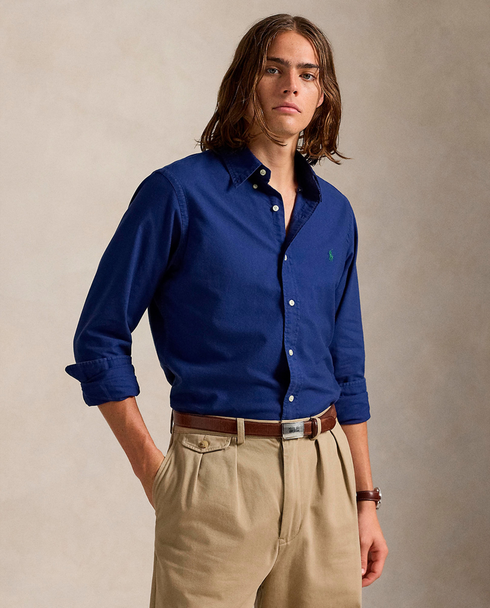 Camisa Oxford de Algodão Custom Fit Azul ultramar-1