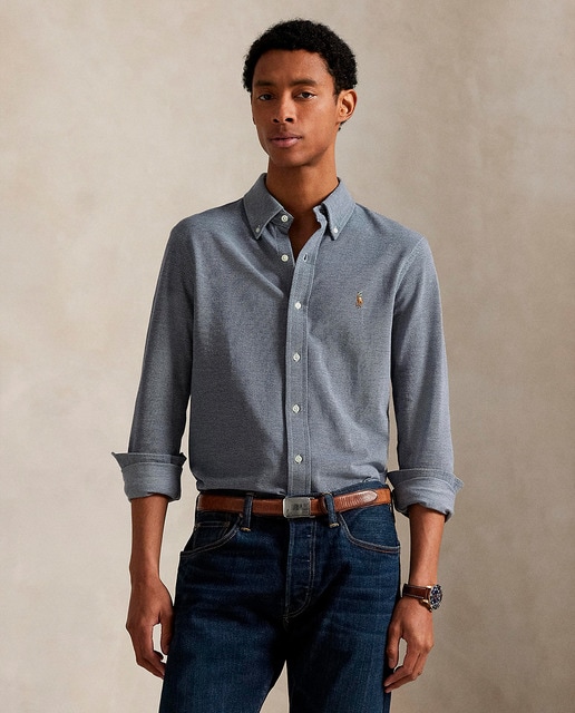 Imagen 0 de Camisa Oxford de hombre en punto de algodón Slim fit