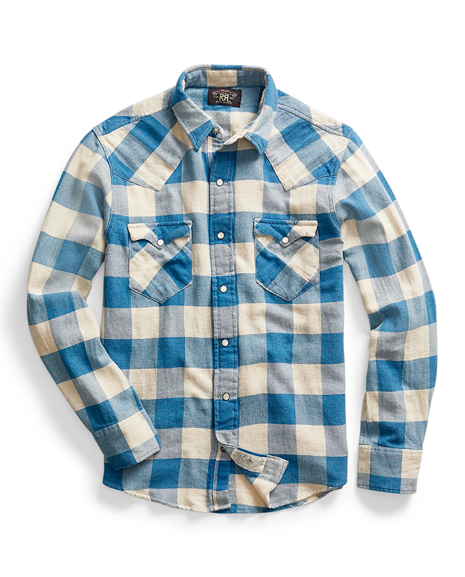 Camisa Western de Sarja Double RL Azul-claro-1