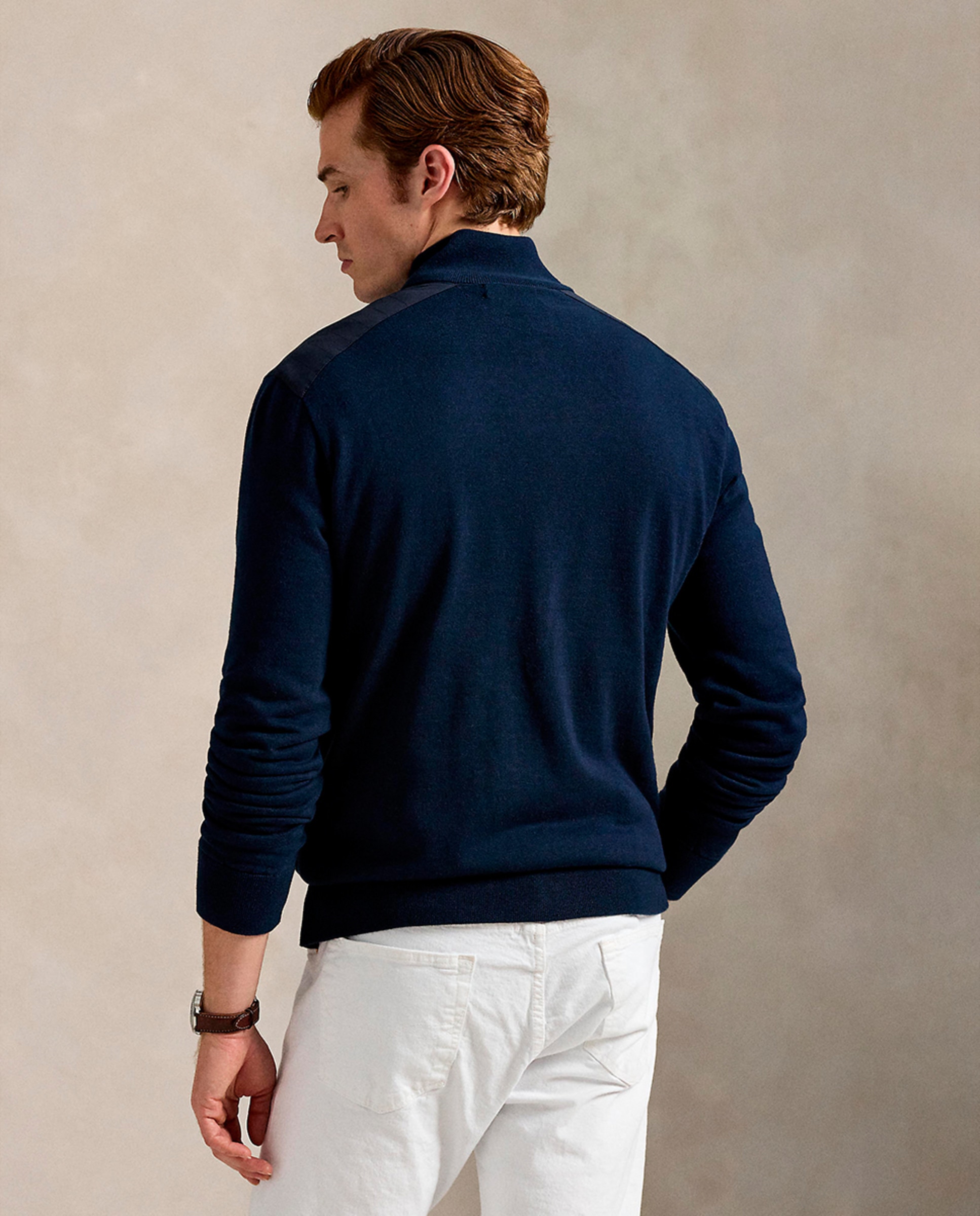 Camisola de Malha de Algodão com Fecho de Correr Completo Azul-marinho-3