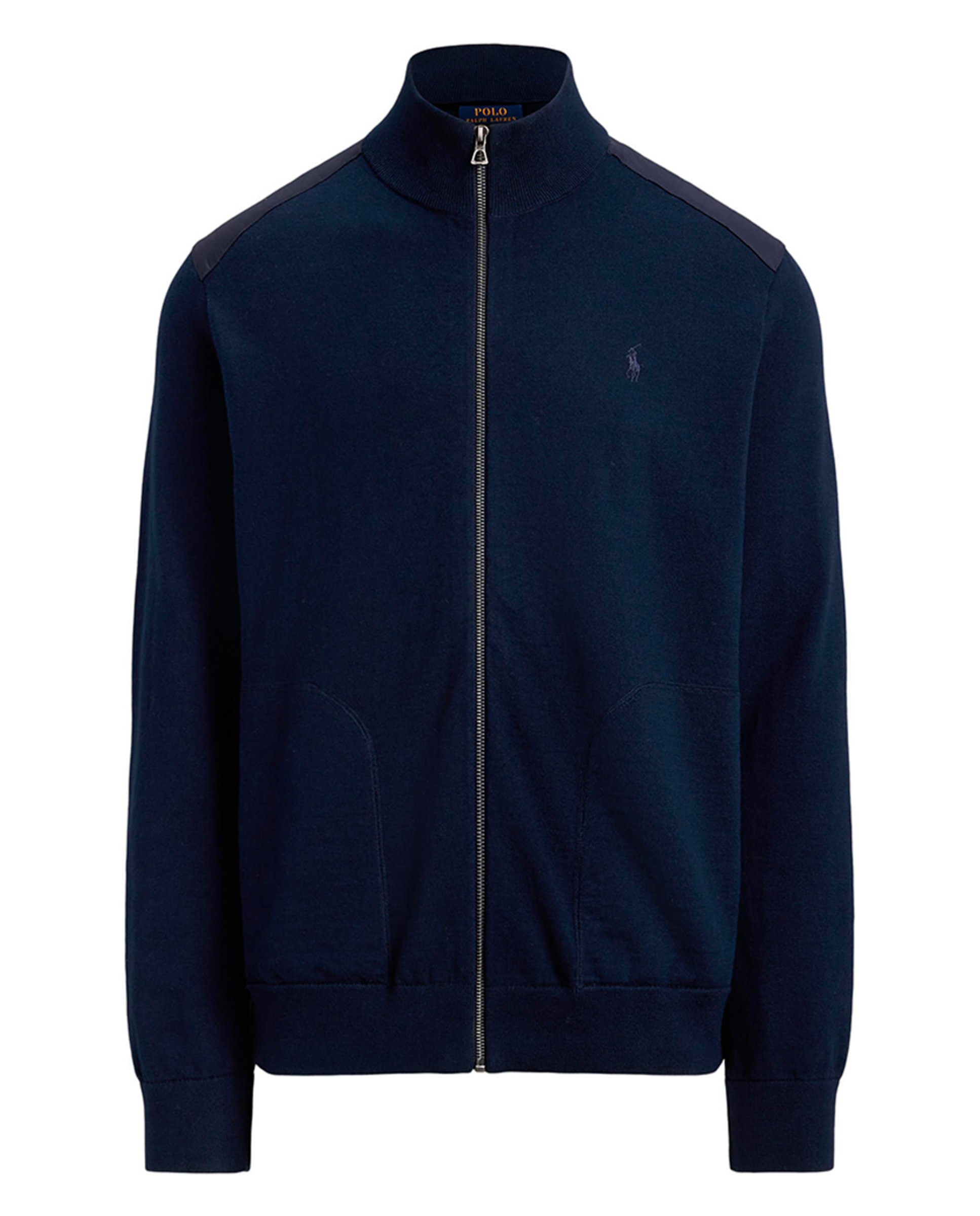 Camisola de Malha de Algodão com Fecho de Correr Completo Azul-marinho-5