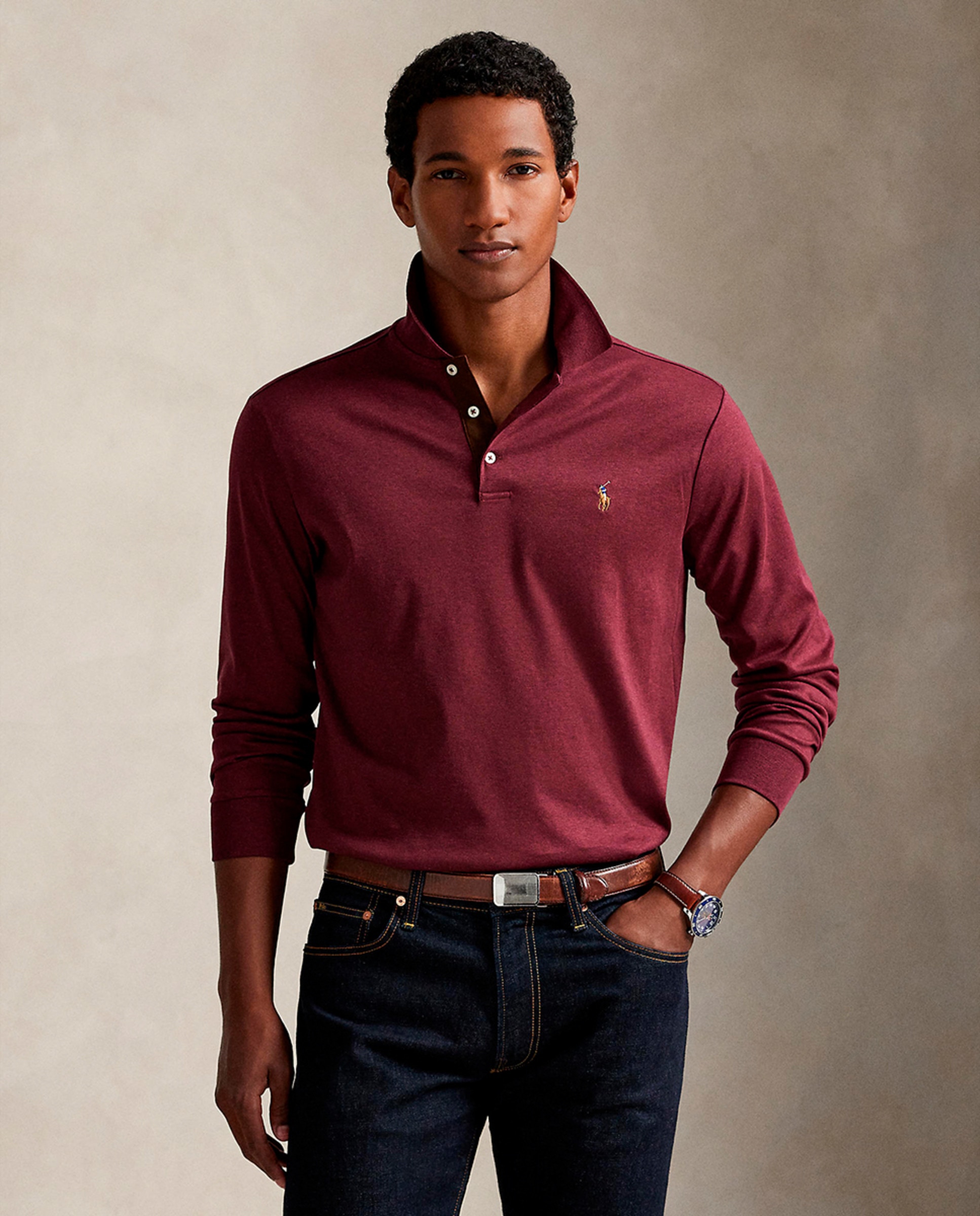 Polo de Algodão Custom Regular Fit Bordeaux-1