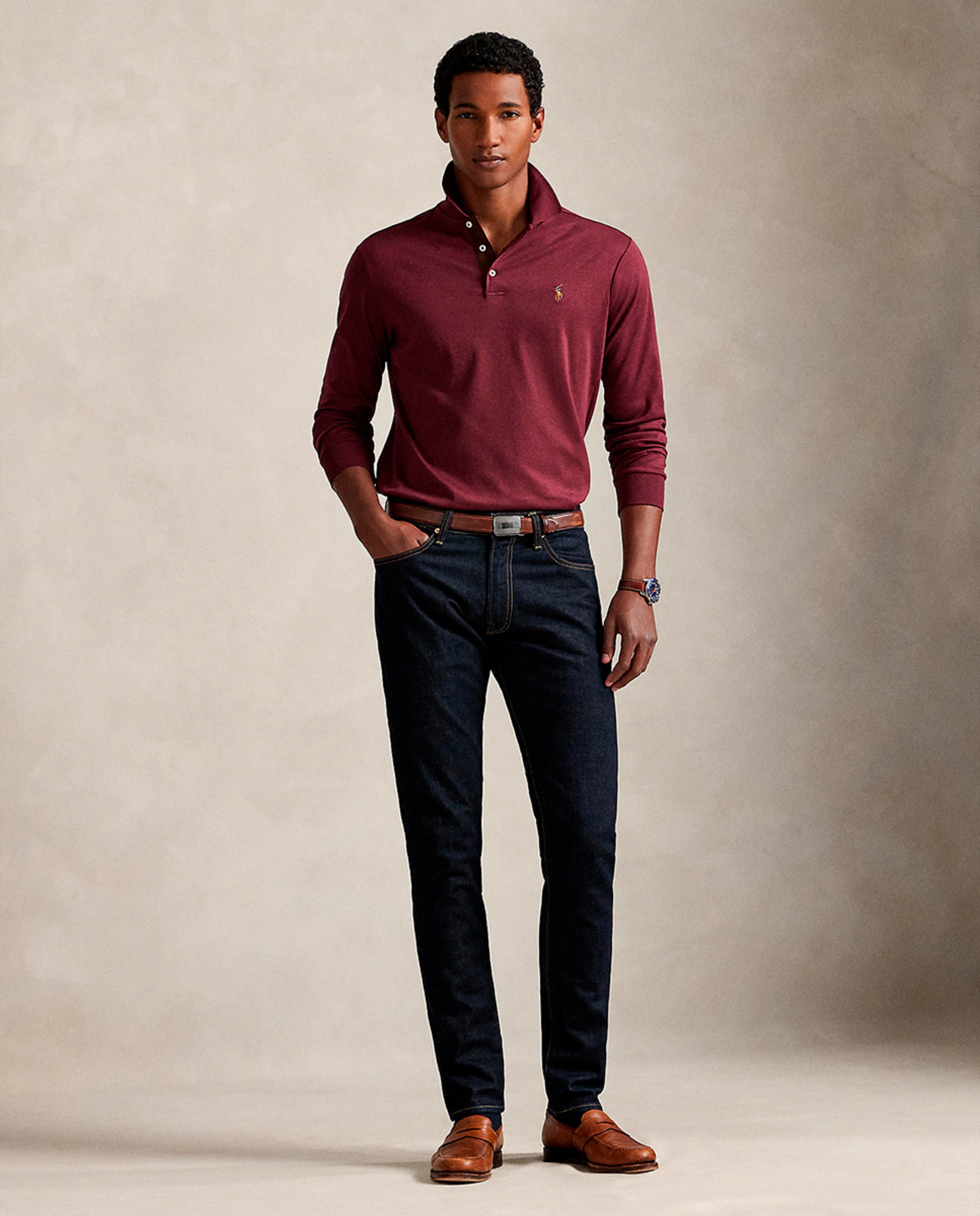 Polo de Algodão Custom Regular Fit Bordeaux-5