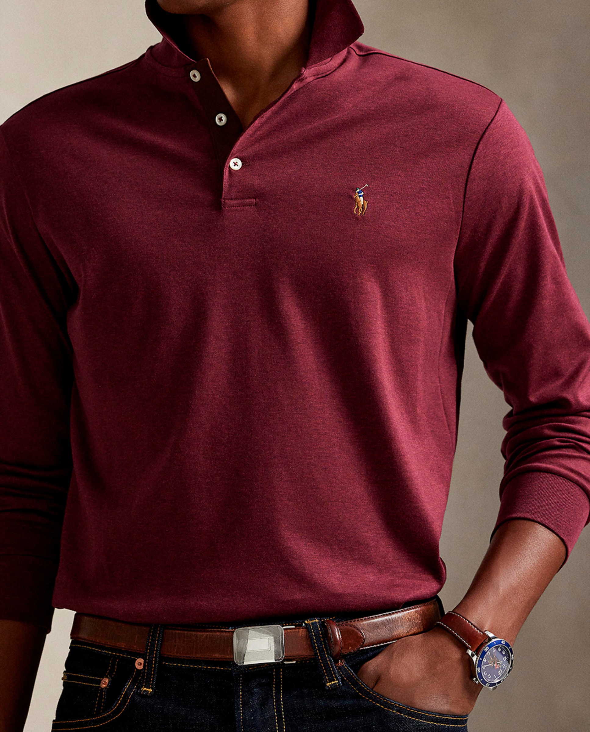 Polo de Algodão Custom Regular Fit Bordeaux-3