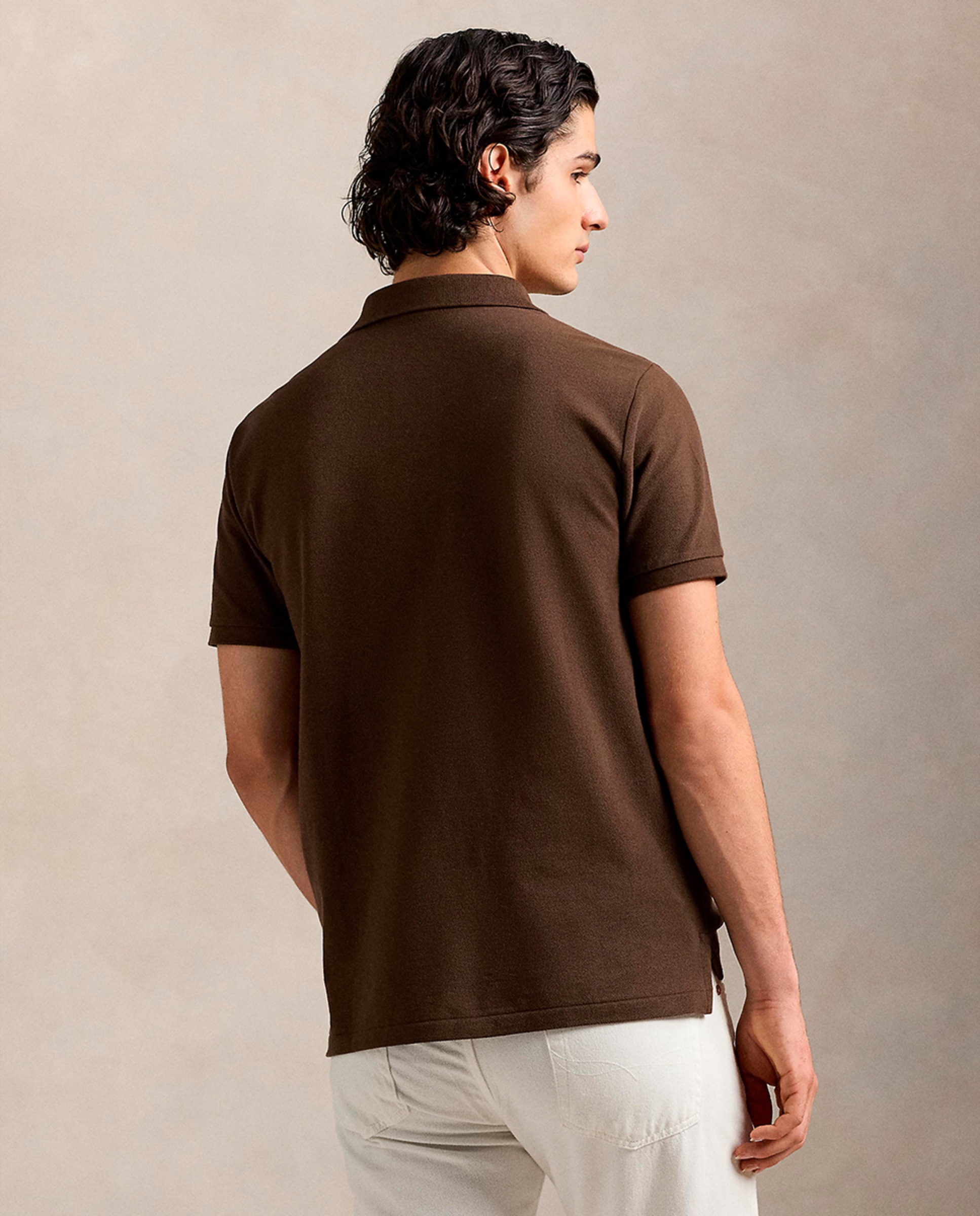 Polo Piqué Regular Fit Castanho taupe-2