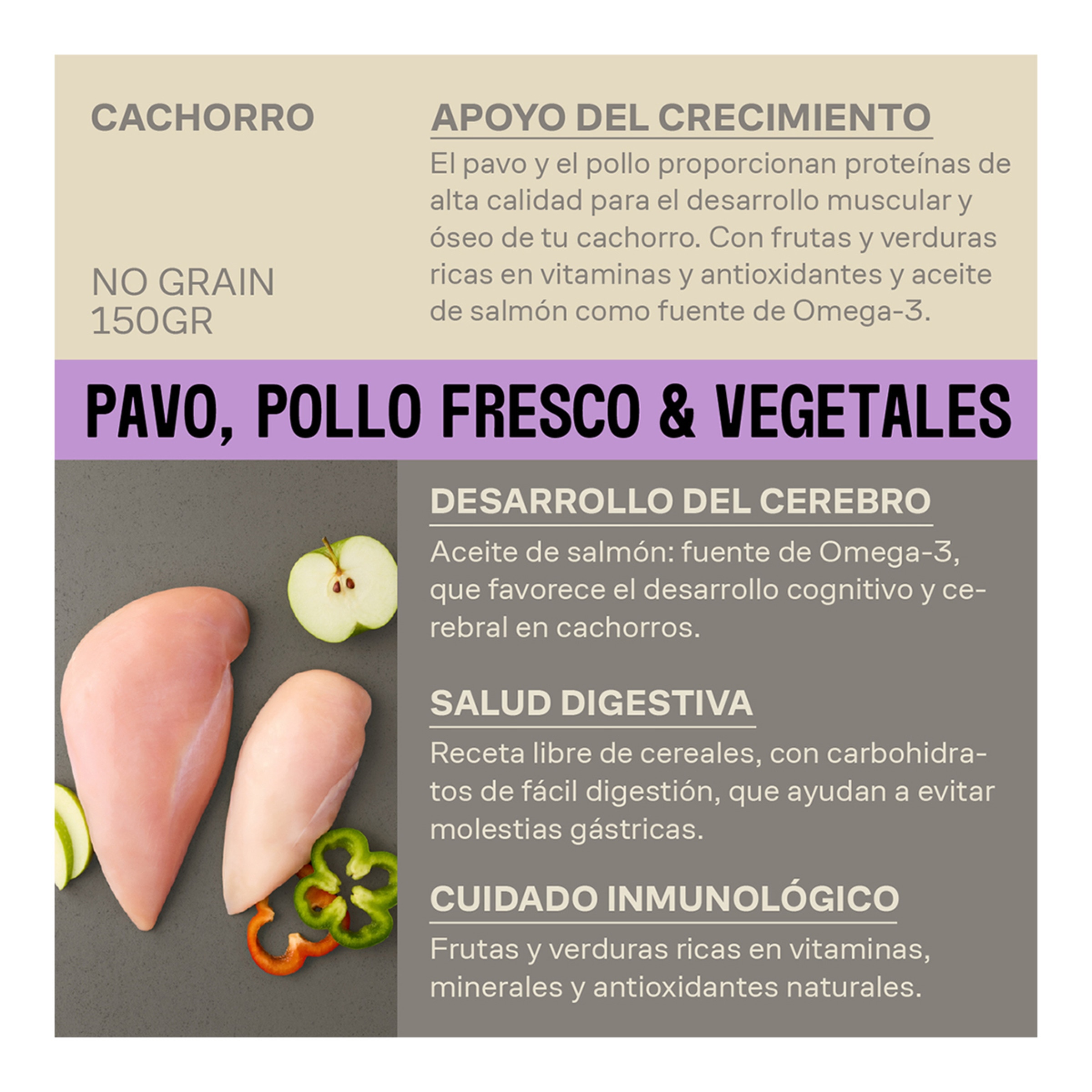 Alimento húmedo para perros cachorros Givers pavo, pollo y vegetales 150 gr 2