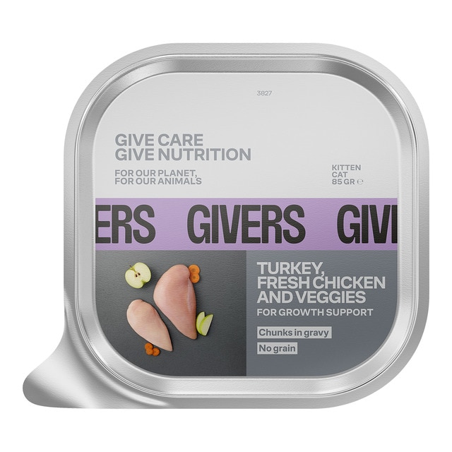 Imagen 0 de Alimento húmedo para gatitos Givers pavo, pollo y vegetales 85 gr