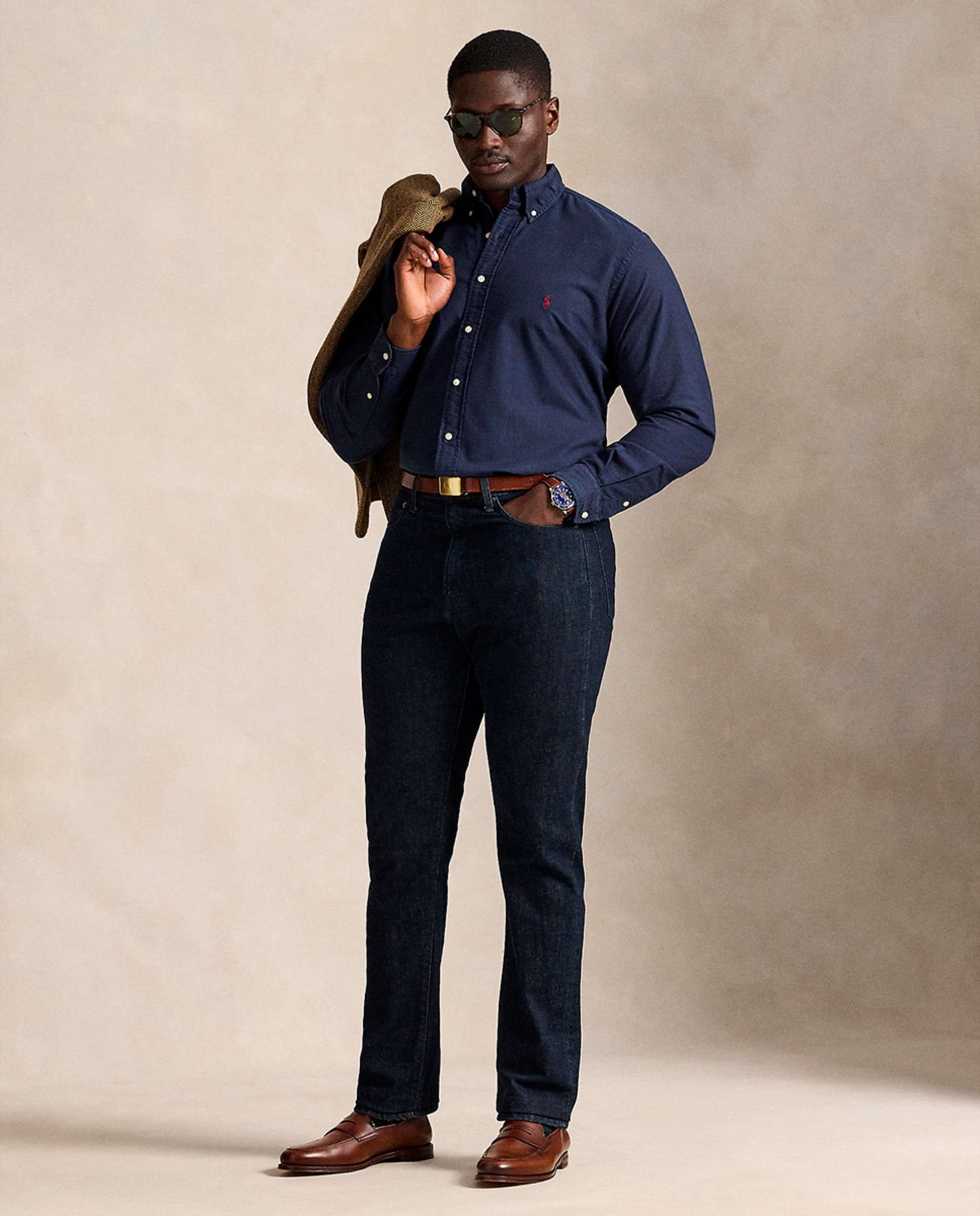 Camisa Classic Fit Tamanhos Grandes em Algodão Azul-marinho-7