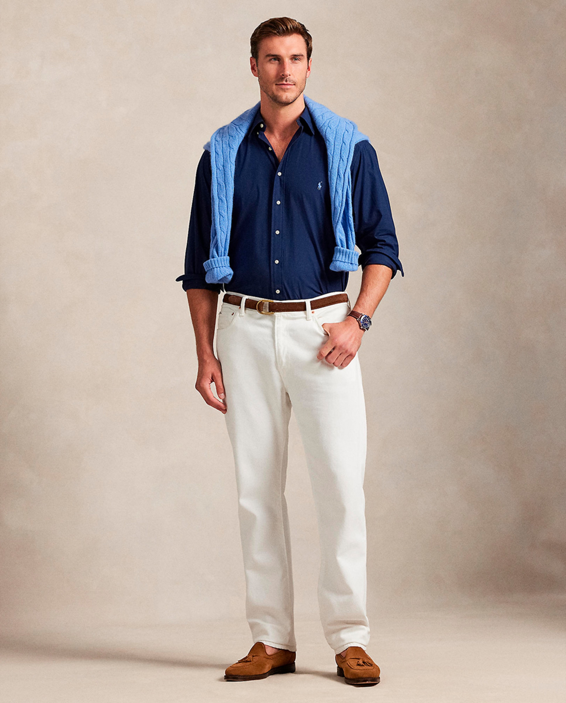 Camisa Classic Fit Tamanhos Grandes em Popelina Azul-marinho-6