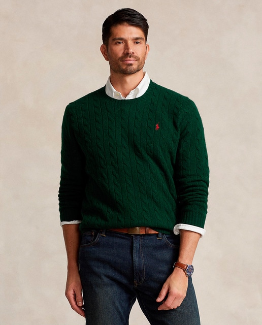 Imagen 0 de Jersey de hombre de lana y cachemira en punto de ochos tallas grandes