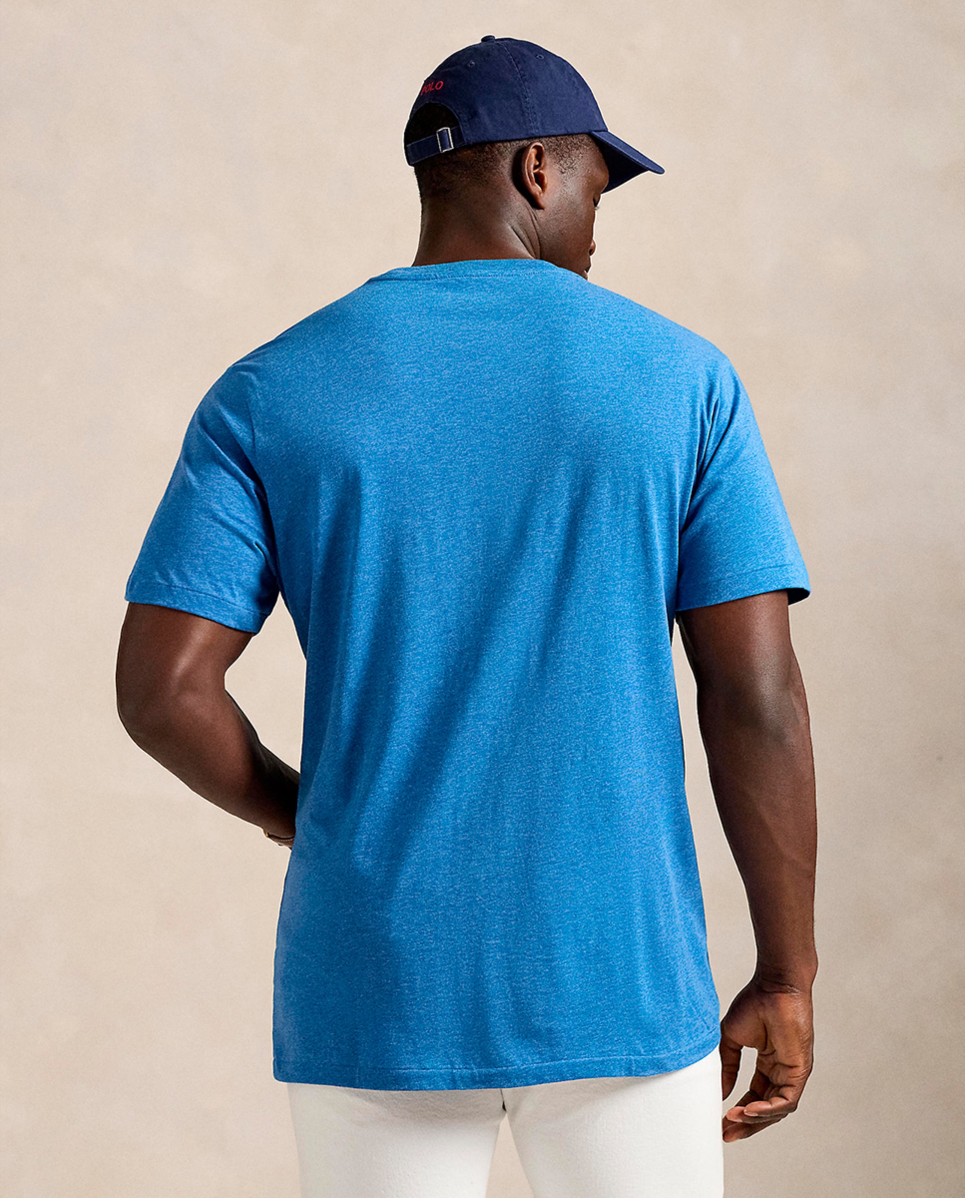 T-shirt de Algodão com Cavalo Bordado Tamanhos Grandes Azul Melange-3