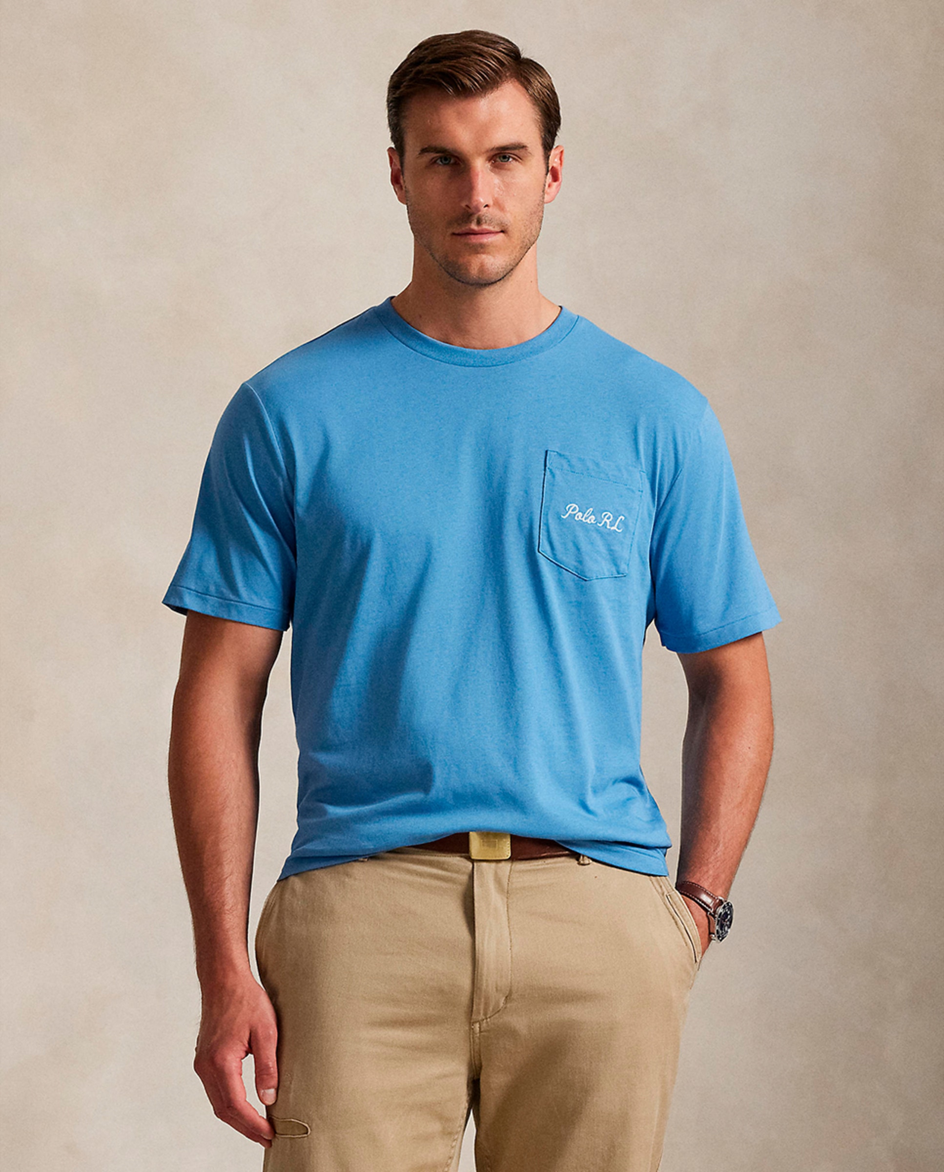 Camisola de Malha Jersey com Bolso e Polo Bear Tamanhos Grandes Azul Luminoso-1