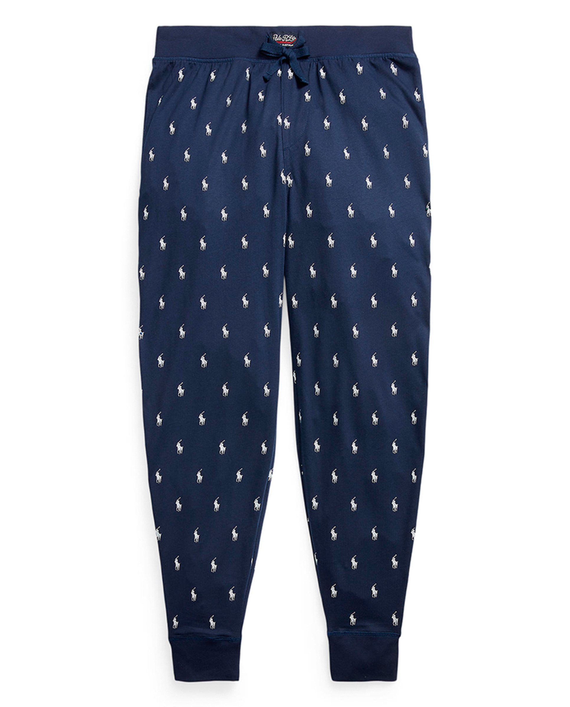Calças de Pijama de Malha com Estampado Azul-marinho-4