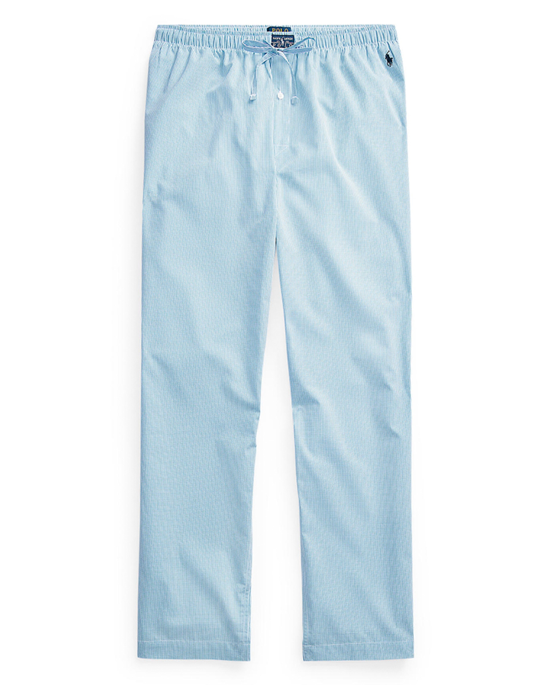 Calças de Pijama Estampadas de Algodão Azul-claro-4