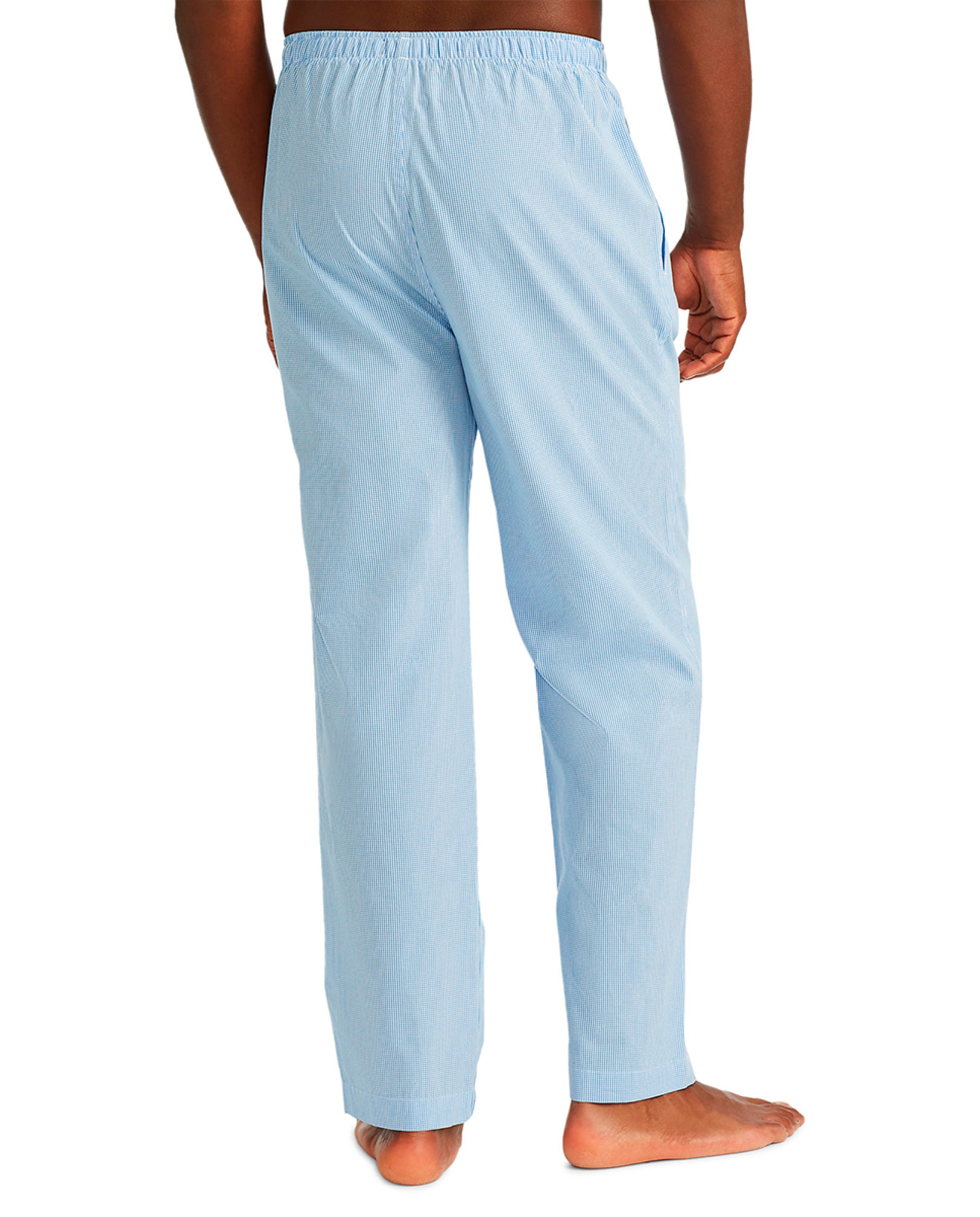 Calças de Pijama Estampadas de Algodão Azul-claro-2