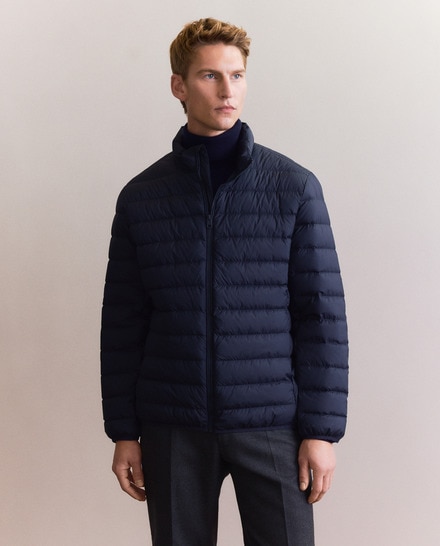 Plumífero de hombre de poliéster reciclado y pluma natural