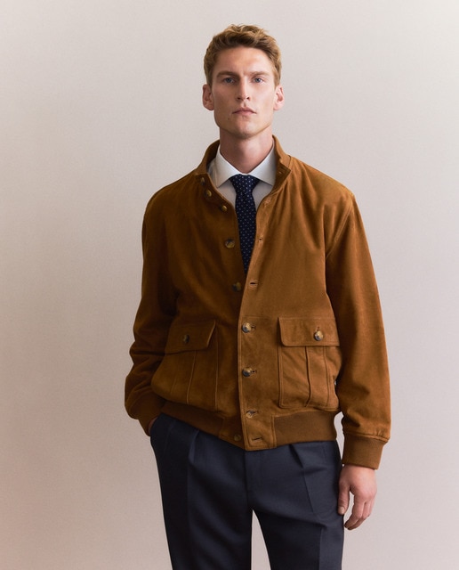 Imagem 0 de Blusão Tipo Bomber de Camurça Caprina