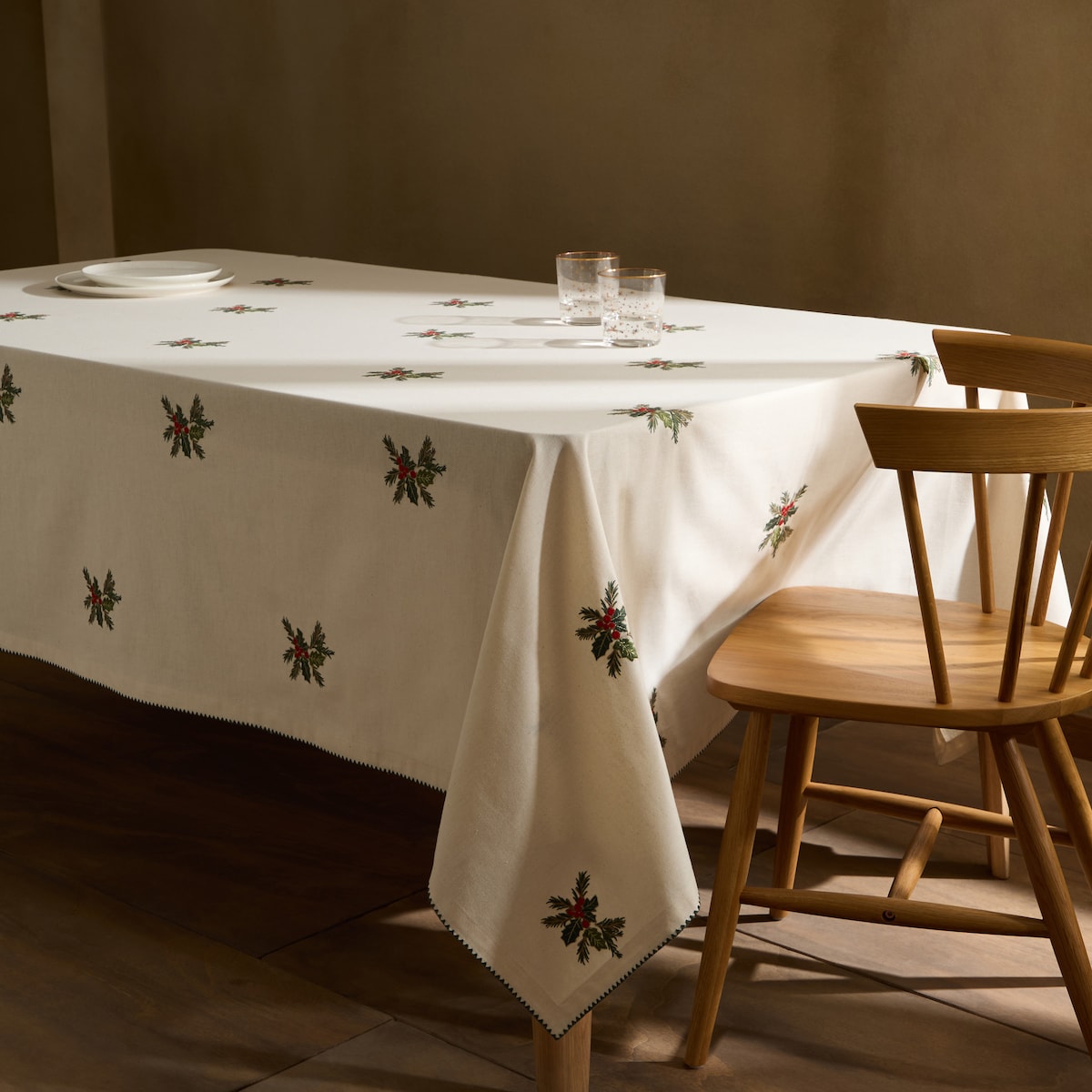 Toalha de Mesa de Algodão e Linho Holly Emb Linho-1