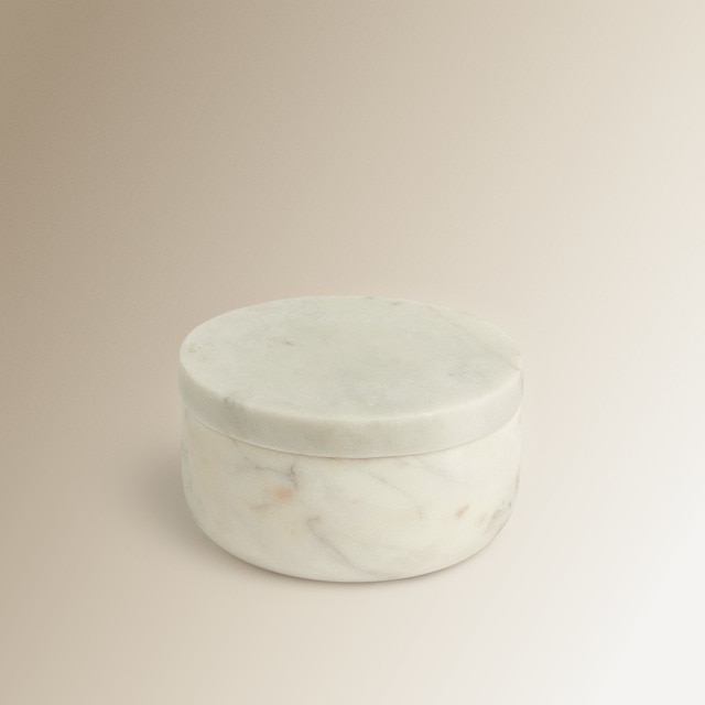Imagem 0 de Saleiro de Mármore Branco Com Tampa