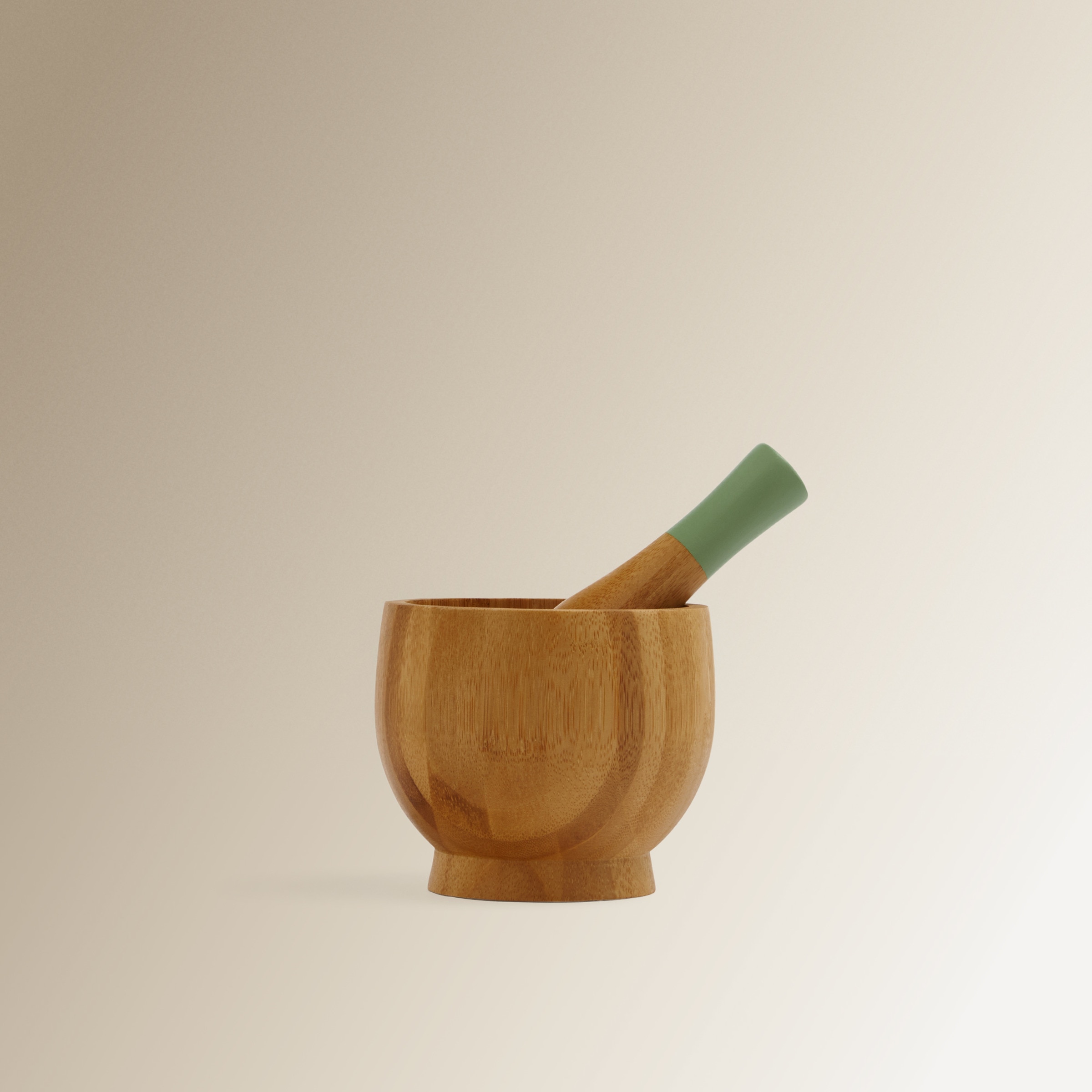 Morteiro com pilão de bambu Natural-1